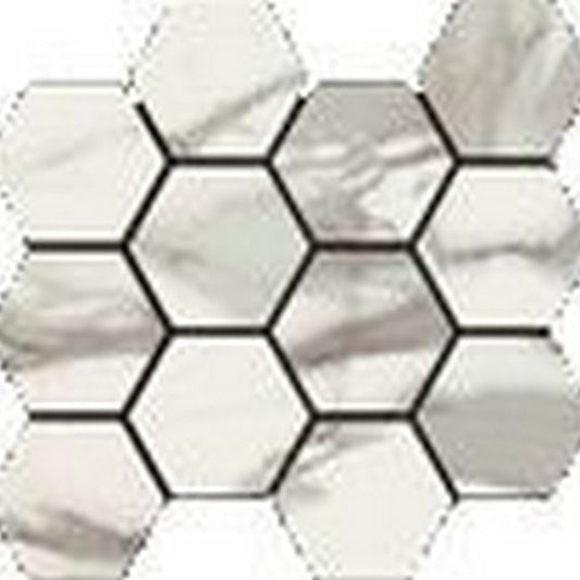 Happy Floors Italia 12" x 14" Rectified Polished Porcelain Hexagon Mosaic, Polished, 12" x 14"