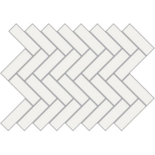Happy Floors Blanco 9" x 12" Polished Porcelain 2" Herringbone Mosaic, Blanco Polished, 9" x 12"