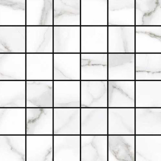Happy Floors Alsacia 12" x 12" Interlocking Natural Porcelain 2" Mosaic, White, 12" x 12"