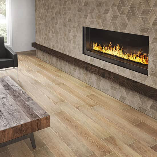 Daltile Emerson Wood 6" x 48" Matte Porcelain Floor Tile, Ash White, 5.75" x 46.93"