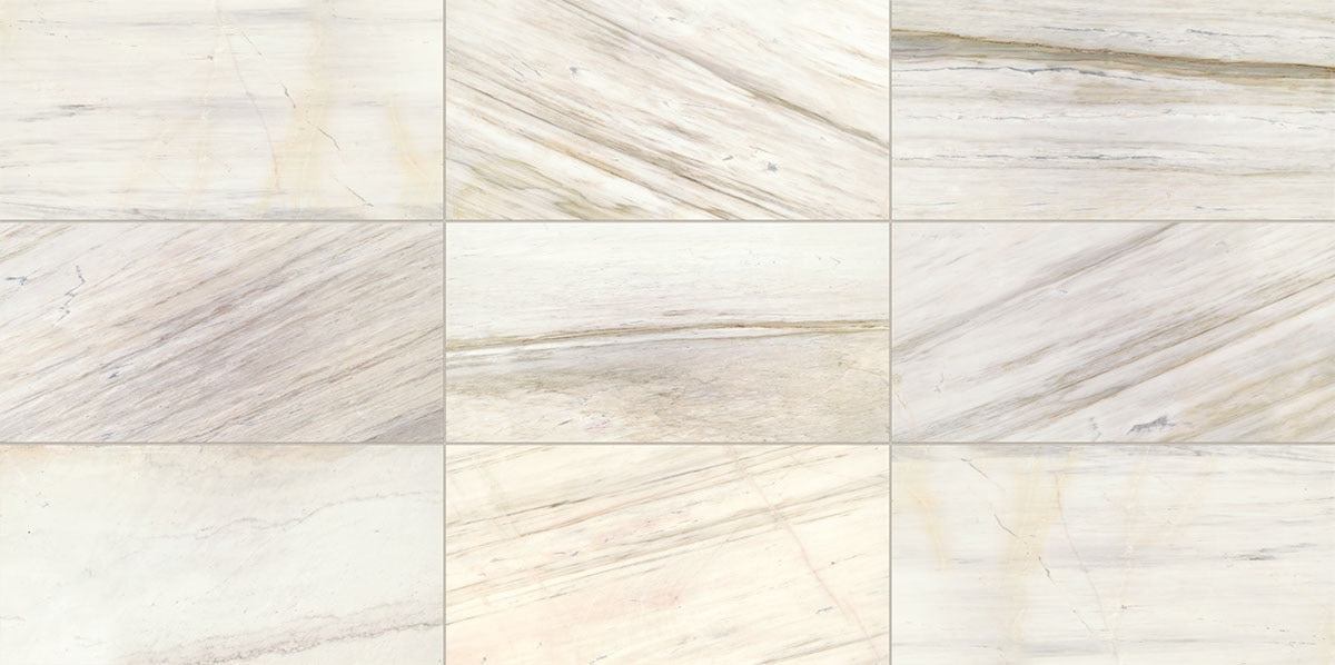 Daltile Fonte 12" x 24" Polished Natural Stone Floor Tile, Pier White, 12" x 24"
