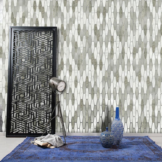 Daltile Infinite Mirage 12" x 12" Stone & Metal 1x4" Stretched Hexagon Mosaic, Forever Aura, 11.87" x 12.12"
