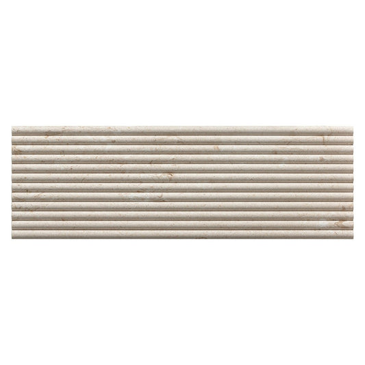 Emser Flutique 12" x 36" Honed Rectified Stone Fluted Limestone Tile, Vento, 12.01" x 35.98"