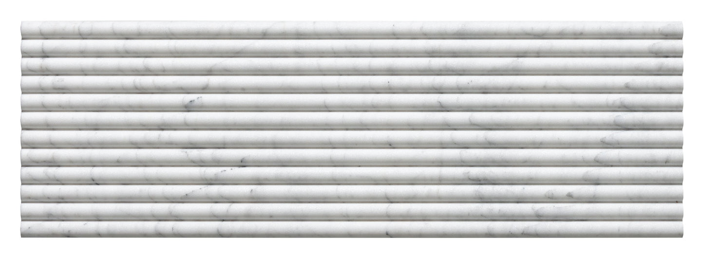 Emser Flutique 12" x 36" Honed Rectified Stone Fluted Marble Tile, Alba, 12.01" x 35.98"