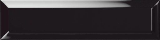 Happy Floors Esenzia 3" x 12" Beveled Glossy Ceramic Brick Wall Tile, Black, 3" x 12"