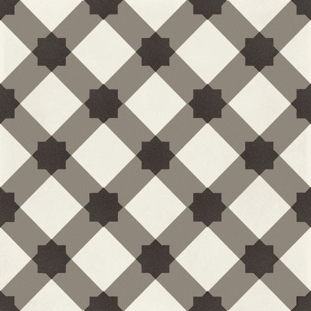 Marazzi D_Segni 8" x 8" Plaid Deco Matte Porcelain Tile, Plaid Sand Blend, 7.88" x 7.88"
