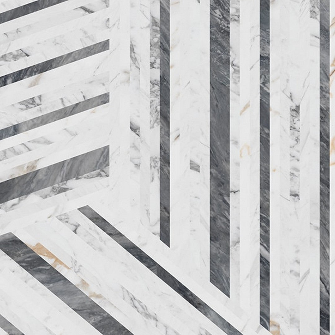 Daltile Marble Attache Lavish 24" x 24" Rectified Polished Porcelain Floor Deco Tile, Entranced Deco, 23.37" x 23.37"