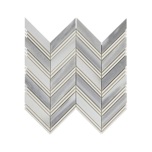 Lungarno Natural Elements 10.88" x 12" Pressed Natural Stone Chevron Mosaic