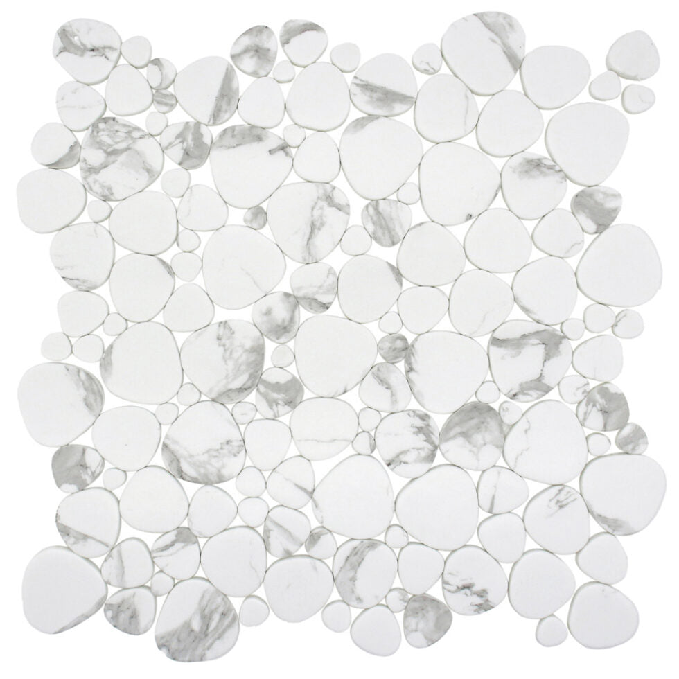 Lungarno Simple Stone 12.13" x 12.13" Pressed Glass Pebble Mosaic, Oro Pebble, 12.13" x 12.13"