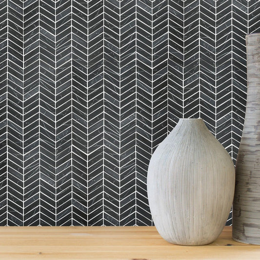 Lungarno Simple Stone 11.02" x 12.24" Pressed Glass Chevron Mosaic