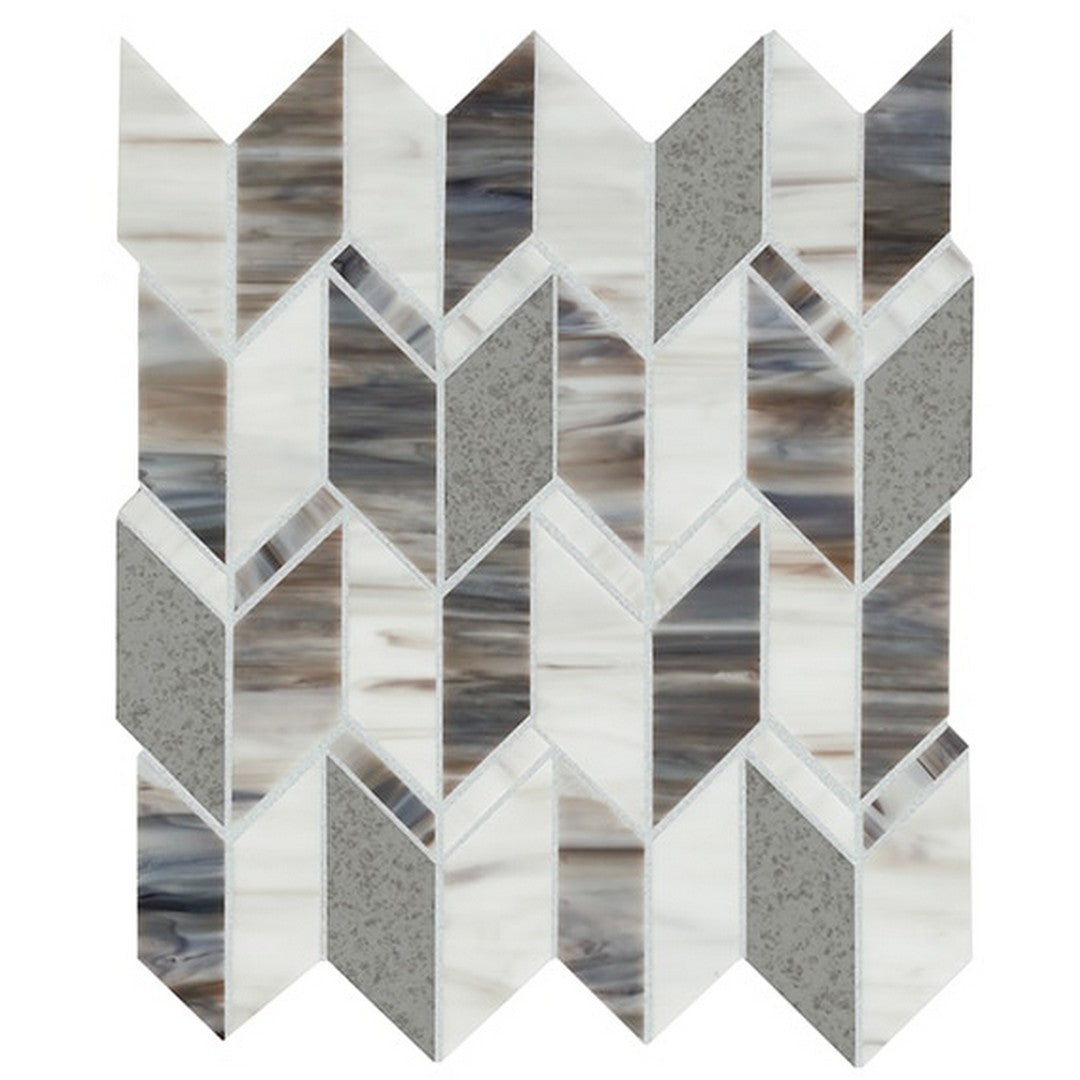 American Olean Stone Theory 13.94" x 12.5" Arrow Glass & Antiqued Mirror Mosaic Gloss, Gem, 13.94" x 12.5"