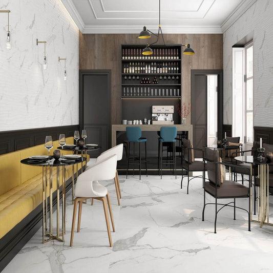 Happy Floors Statuario 30" x 30" Rectified Natural Porcelain Tile