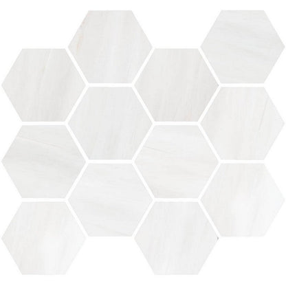 Happy Floors Dolomite 12" x 14" Natural Porcelain Hexagon Mosaic