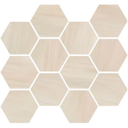 Happy Floors Dolomite 12" x 14" Natural Porcelain Hexagon Mosaic