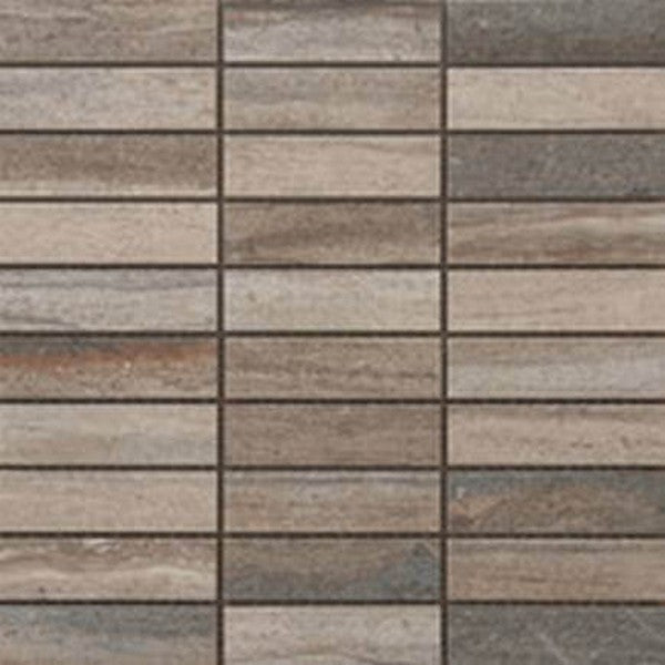 Happy Floors Tivoli 12" x 12" Natural Porcelain 1.25x4" Box Mosaic, Foresta, 12" x 12"
