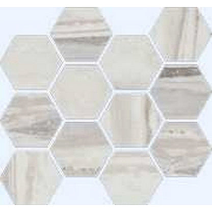 Happy Floors Exotic Stone 12" x 14" Polished Porcelain Hexagon Mosaic, Arctic Polished, 12" x 14"