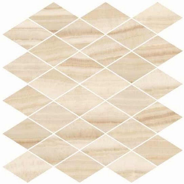 Happy Floors Onyx 12" x 13.5" Polished Porcelain Rhomboid Mosaic, Honey, 12" x 13.5"