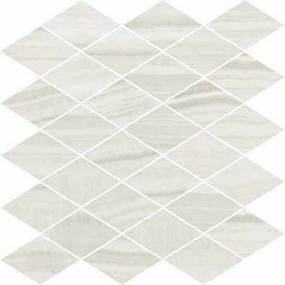 Happy Floors Onyx 12" x 13.5" Polished Porcelain Rhomboid Mosaic, Milk, 12" x 13.5"