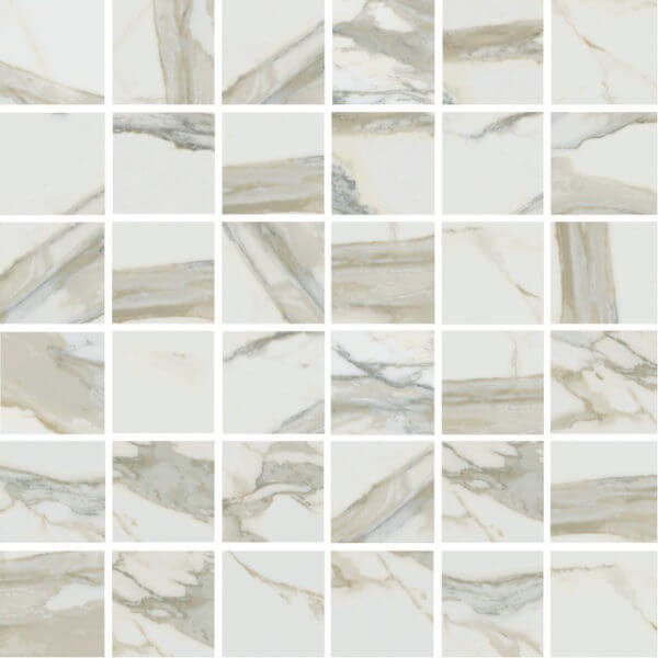 Happy Floors Stratus 12" x 12" Natural Porcelain 2" Mosaic, Oro, 12" x 12"