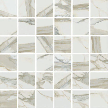 Happy Floors Stratus 12" x 12" Natural Porcelain 2" Mosaic, Oro, 12" x 12"