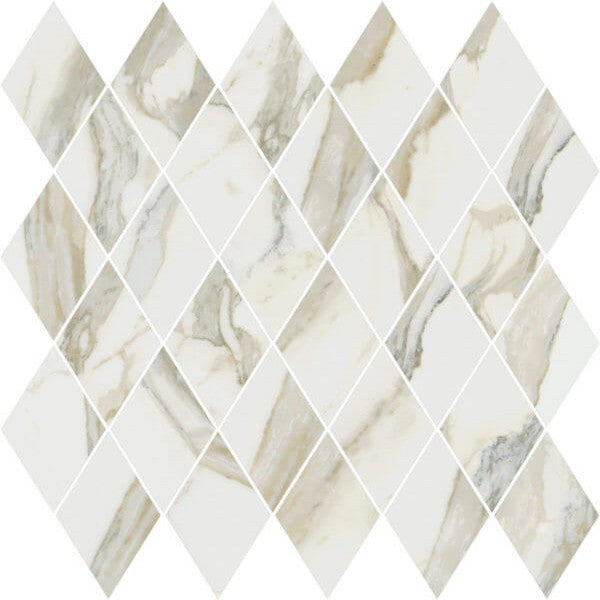Happy Floors Stratus 12.5" x 13.5" Interlocking Polished Porcelain Rhomboid Mosaic, Oro, 12.5" x 13.5"
