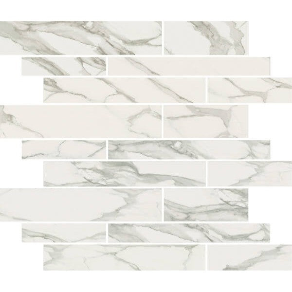 Happy Floors Stratus 12" x 12" Interlocking Natural Porcelain Muretto Mosaic, Grigio, 12" x 12"