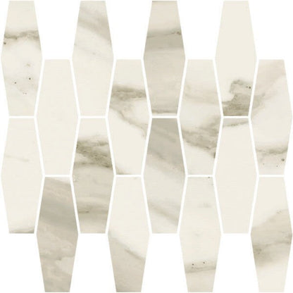 Happy Floors Stratus 12" x 12" Interlocking Natural Porcelain Elongated Hexagon Mosaic, Grigio, 12" x 12"