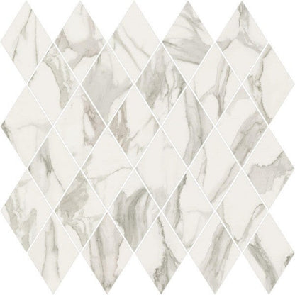 Happy Floors Stratus 12.5" x 13.5" Interlocking Polished Porcelain Rhomboid Mosaic, Grigio, 12.5" x 13.5"