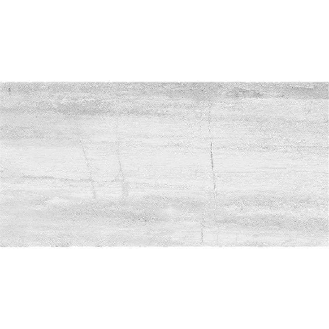 Happy Floors Fossil 12" x 24" Rectified Natural Porcelain Tile, White, 12" x 24"