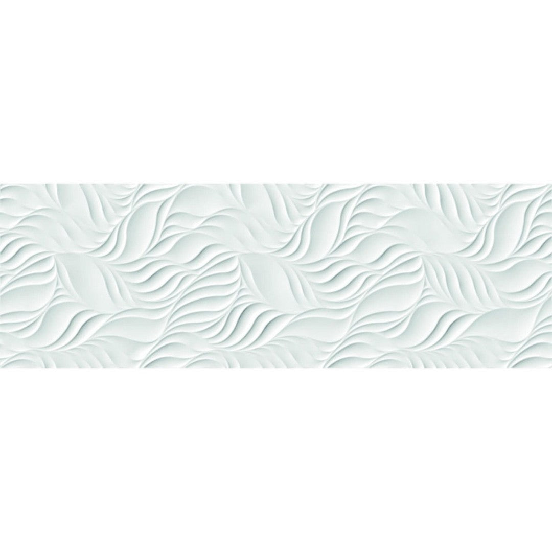 Happy Floors Glaciar 12" x 36" Rectified Natural Ceramic Deco Wall Tile, Leaves, 12" x 36"