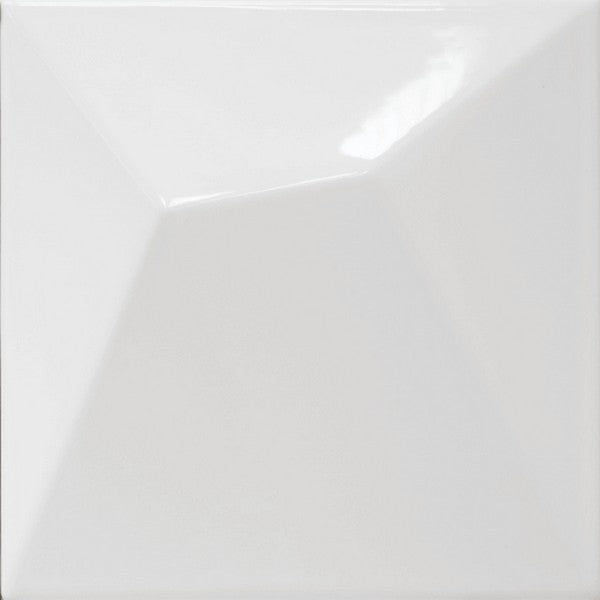 Happy Floors Vertex 6" x 6" Pressed Glossy Ceramic Line Wall Tile, White, 6" x 6"