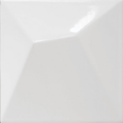 Happy Floors Vertex 6" x 6" Pressed Glossy Ceramic Line Wall Tile, White, 6" x 6"
