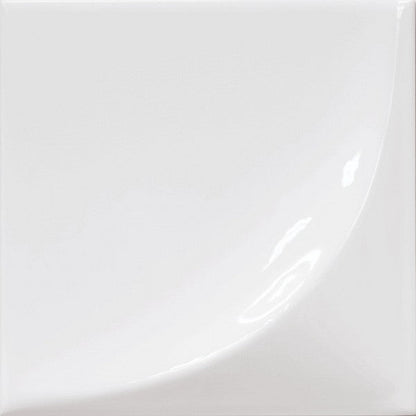 Happy Floors Vertex 6" x 6" Pressed Glossy Ceramic Curve Wall Tile, White, 6" x 6"