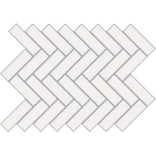 Happy Floors Blanco 9" x 12" Polished Porcelain 2" Herringbone Mosaic, Blanco Polished, 9" x 12"