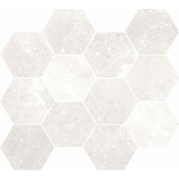 Happy Floors Salt Stone 12" x 14" Square Matte Porcelain Hexagon Mosaic, Ice, 12" x 14"