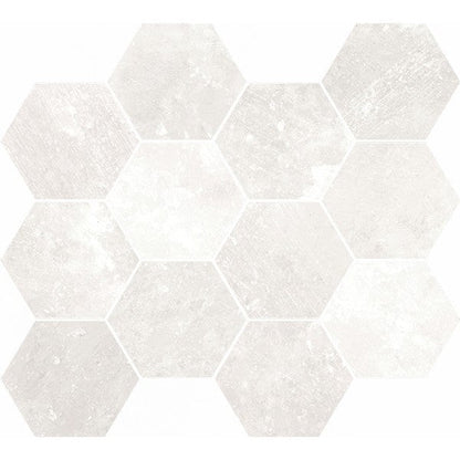 Happy Floors Salt Stone 12" x 14" Square Matte Porcelain Hexagon Mosaic, Ice, 12" x 14"