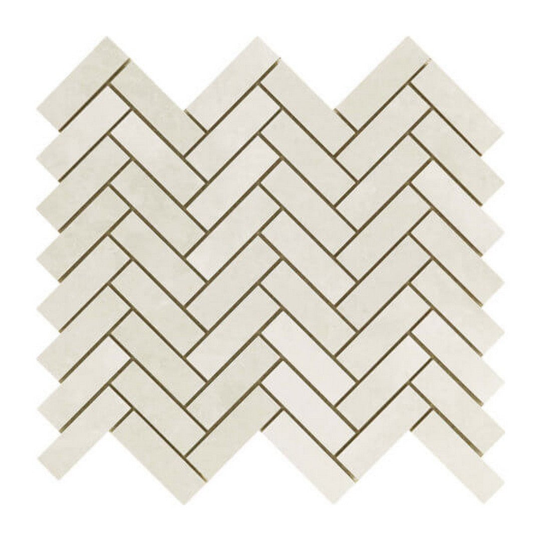 Happy Floors Salt Stone 11" x 13" Square Matte Porcelain Herringbone Mosaic, Ice, 11" x 13"