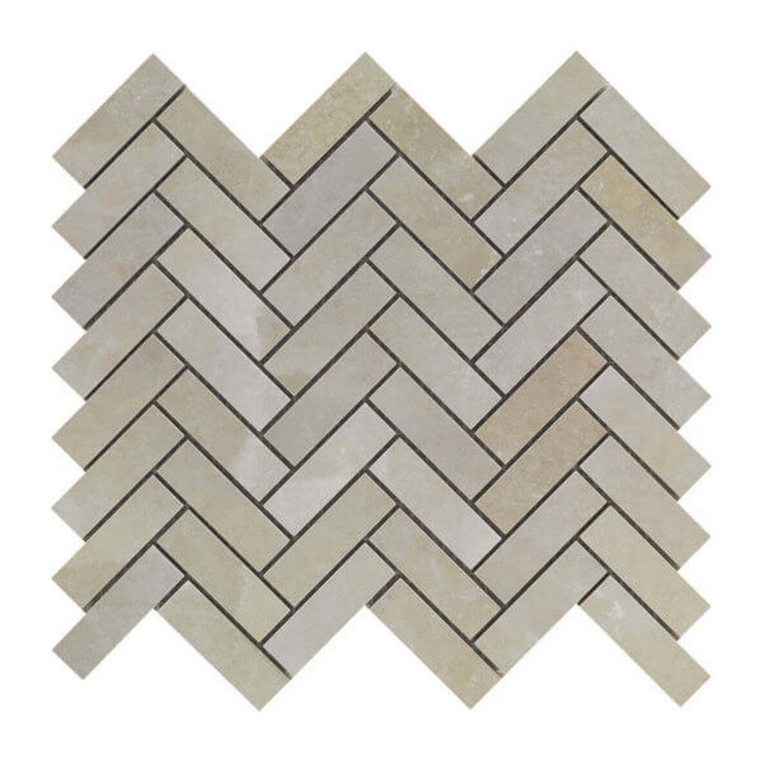 Happy Floors Salt Stone 11" x 13" Square Matte Porcelain Herringbone Mosaic, Desert, 11" x 13"