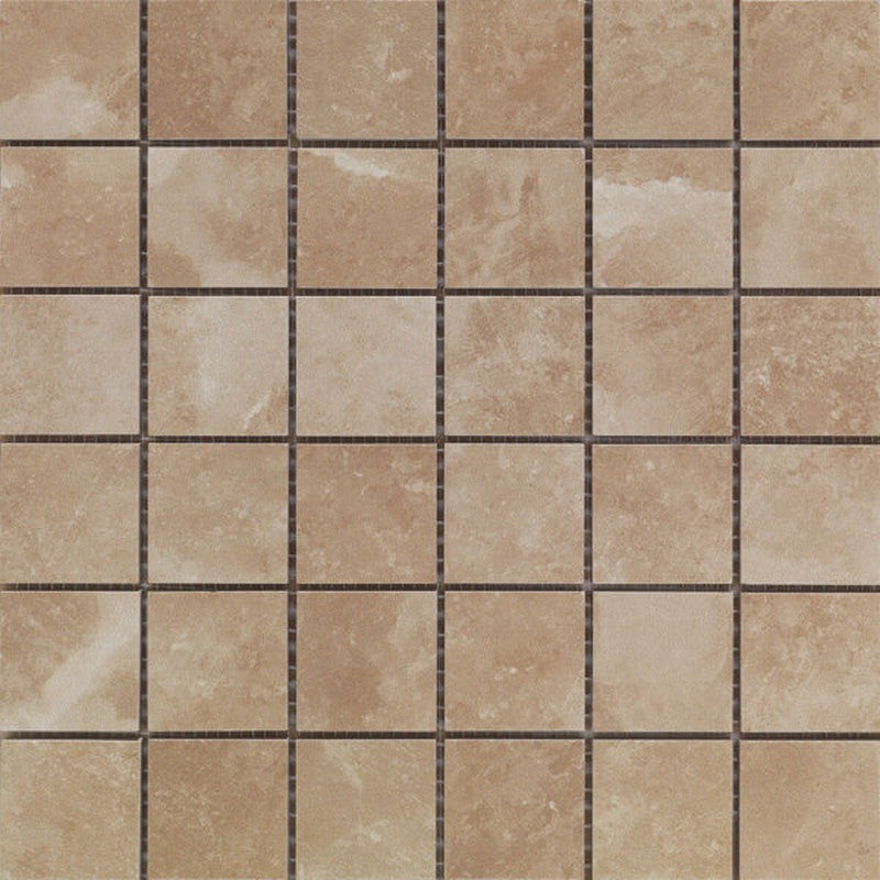 Happy Floors Salt Stone 12" x 12" Square Matte Porcelain 2" Mosaic, Terra, 12" x 12"