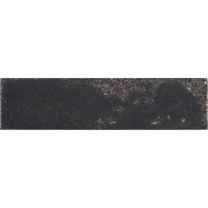 Happy Floors Vibrant 3" x 11" Glossy Porcelain Brick Wall Tile, Black, 3" x 11"