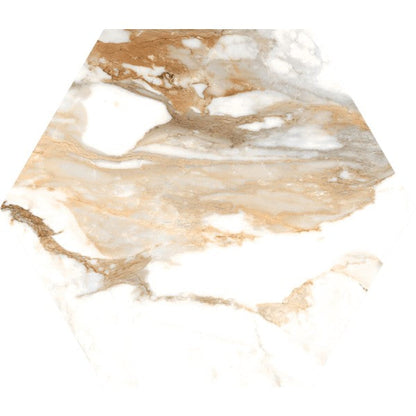 Happy Floors Crash 10" x 11" Rectified Natural Porcelain Hexagon Tile, Beige, 10" x 11"