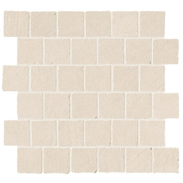 Happy Floors B-Natural 12.25" x 12.25" Matte Porcelain 2" Tumbled Mosaic, Kaolin, 12.25" x 12.25"