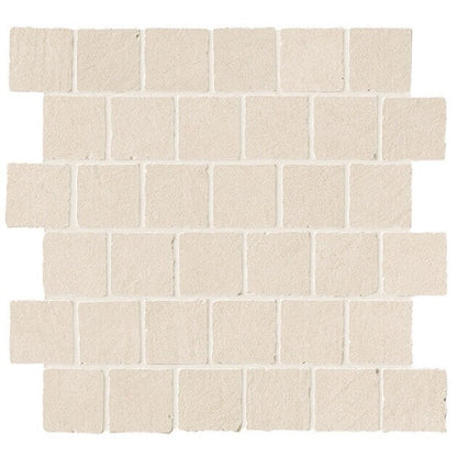 Happy Floors B-Natural 12.25" x 12.25" Matte Porcelain 2" Tumbled Mosaic, Kaolin, 12.25" x 12.25"
