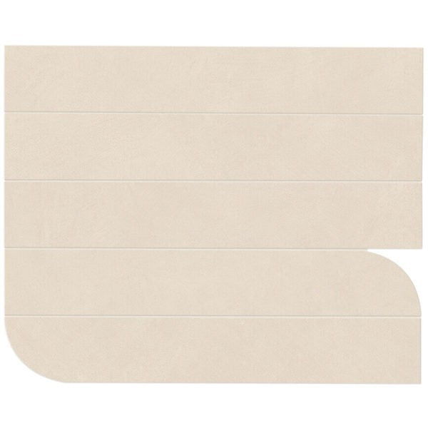 Happy Floors B-Natural 16" x 19.63" Matte Porcelain Piano Mosaic, Kaolin, 16" x 19.63"