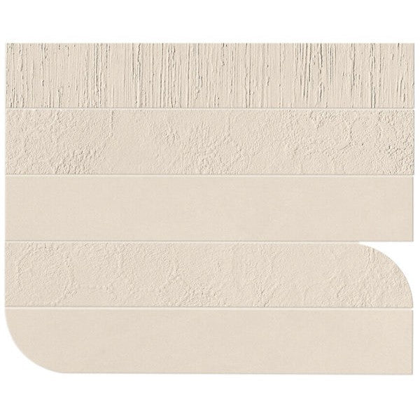 Happy Floors B-Natural 16" x 19.63" Matte Porcelain Piano Mixed Mosaic, Kaolin, 16" x 19.63"