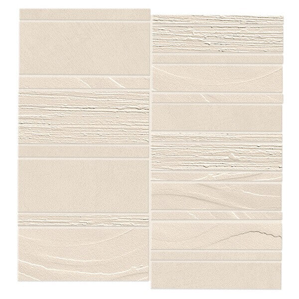 Happy Floors B-Natural 11.5" x 11.75" Matte Porcelain Trace Mixed Mosaic, Kaolin, 11.5" x 11.75"