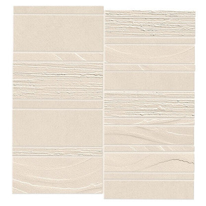 Happy Floors B-Natural 11.5" x 11.75" Matte Porcelain Trace Mixed Mosaic, Kaolin, 11.5" x 11.75"
