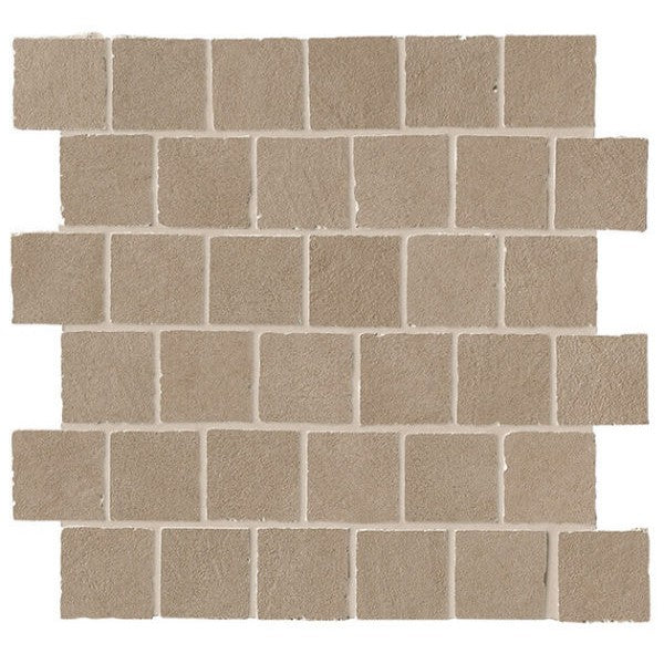 Happy Floors B-Natural 12.25" x 12.25" Matte Porcelain 2" Tumbled Mosaic, Ecru, 12.25" x 12.25"