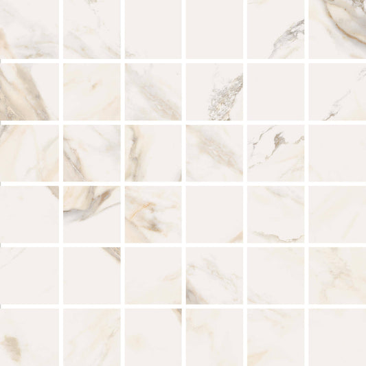 Happy Floors Dorian 12" x 12" Polished Porcelain 2" Mosaic, Gold Polished, 12" x 12"