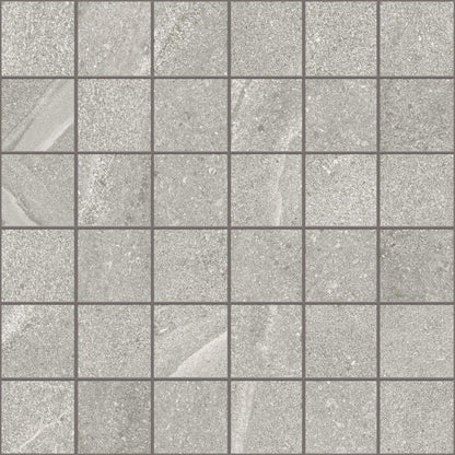 Happy Floors Austral 12" x 12" Natural Porcelain 2" Mosaic, Grey, 12" x 12"